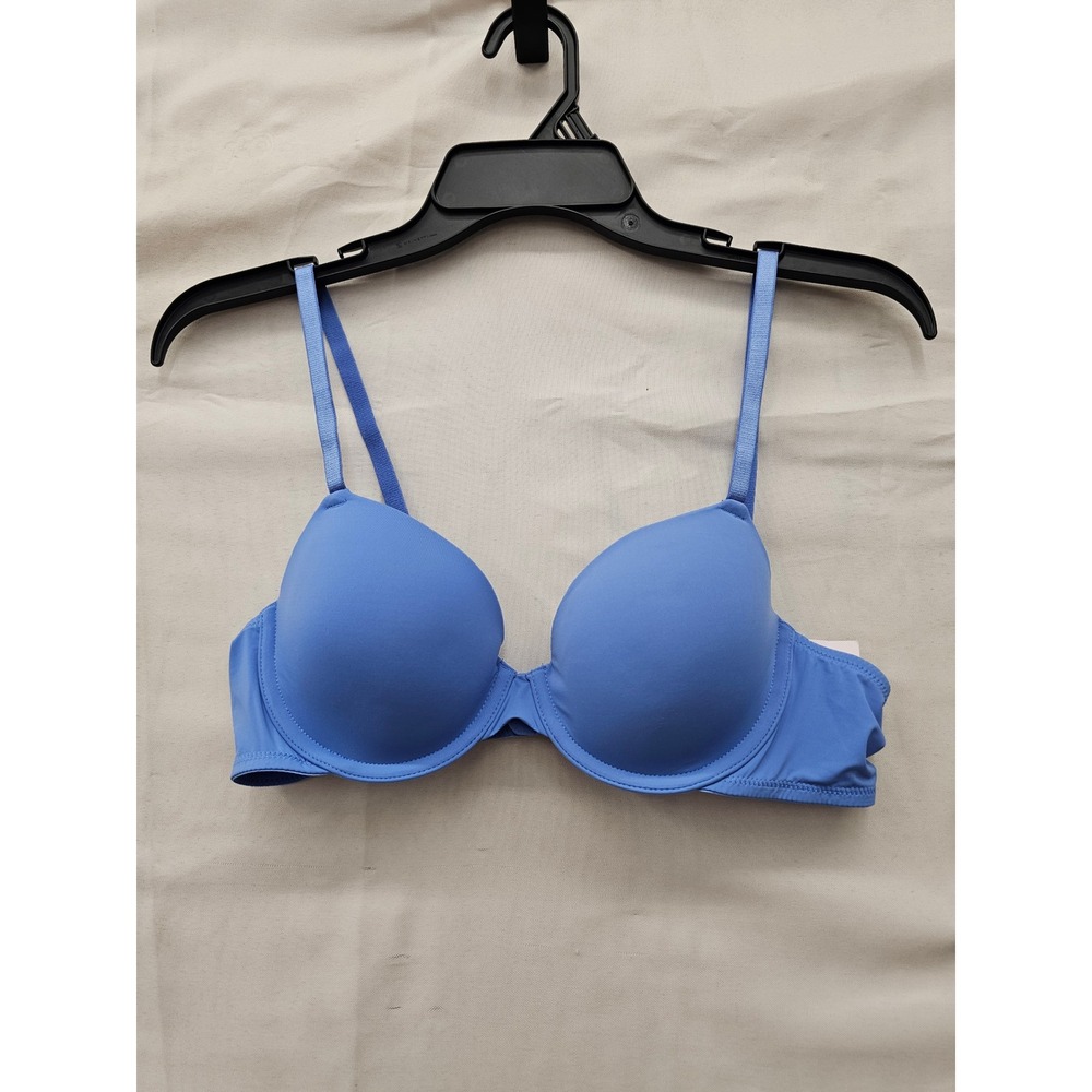 Auden Womens Lightly Lined Underwire Demi Bra Blue Nylon Blend Casual Size 36A